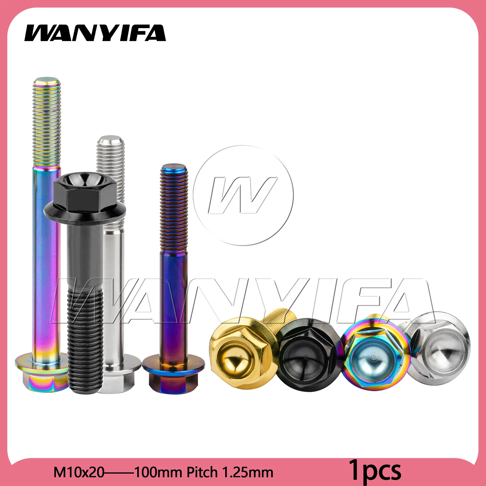 

Wanyifa Titanium Bolt M10x20——100mm Pitch 1.25mm DIN6921 Flange Hex Head Screw for Motorcycle