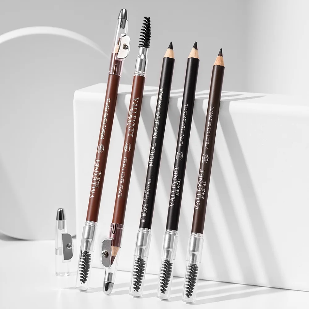 3-Color Double Head Waterproof Eyebrow Pencil with Built-in Brush Natural Eyebrow Pencil | Long-Lasting Eyebrow Pencil Makeup