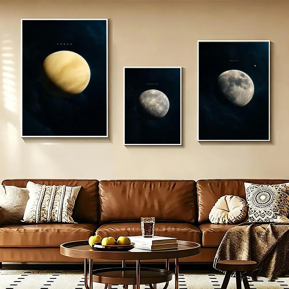 Astronomy Solar System Minimalist Space Poster Modern Aesthetic Wall Art for Home Bar Cafe Bathroom Decor