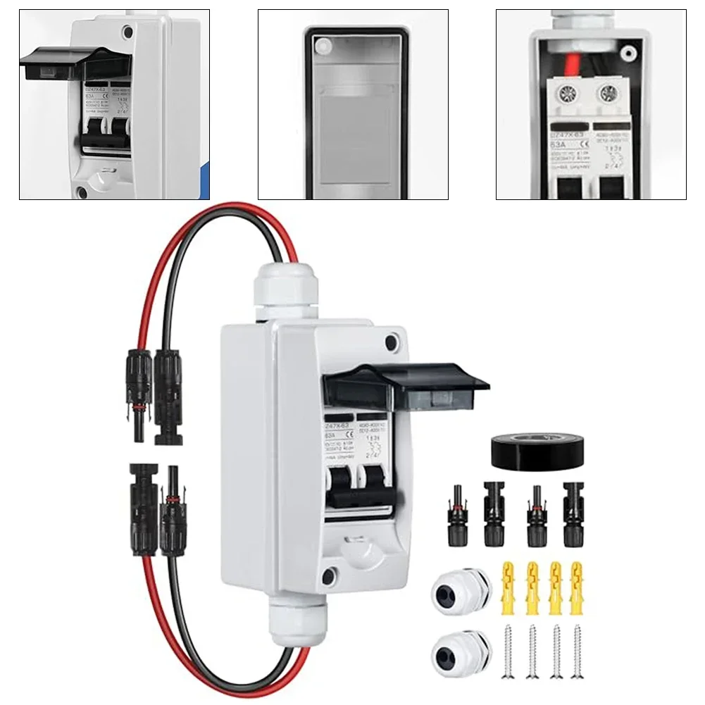 1pc Solar Panels Disconnect Switch DC 400V 2 Poles Outdoor Circuit Breaker Box IP65 Solar Panel Replacement Accessories