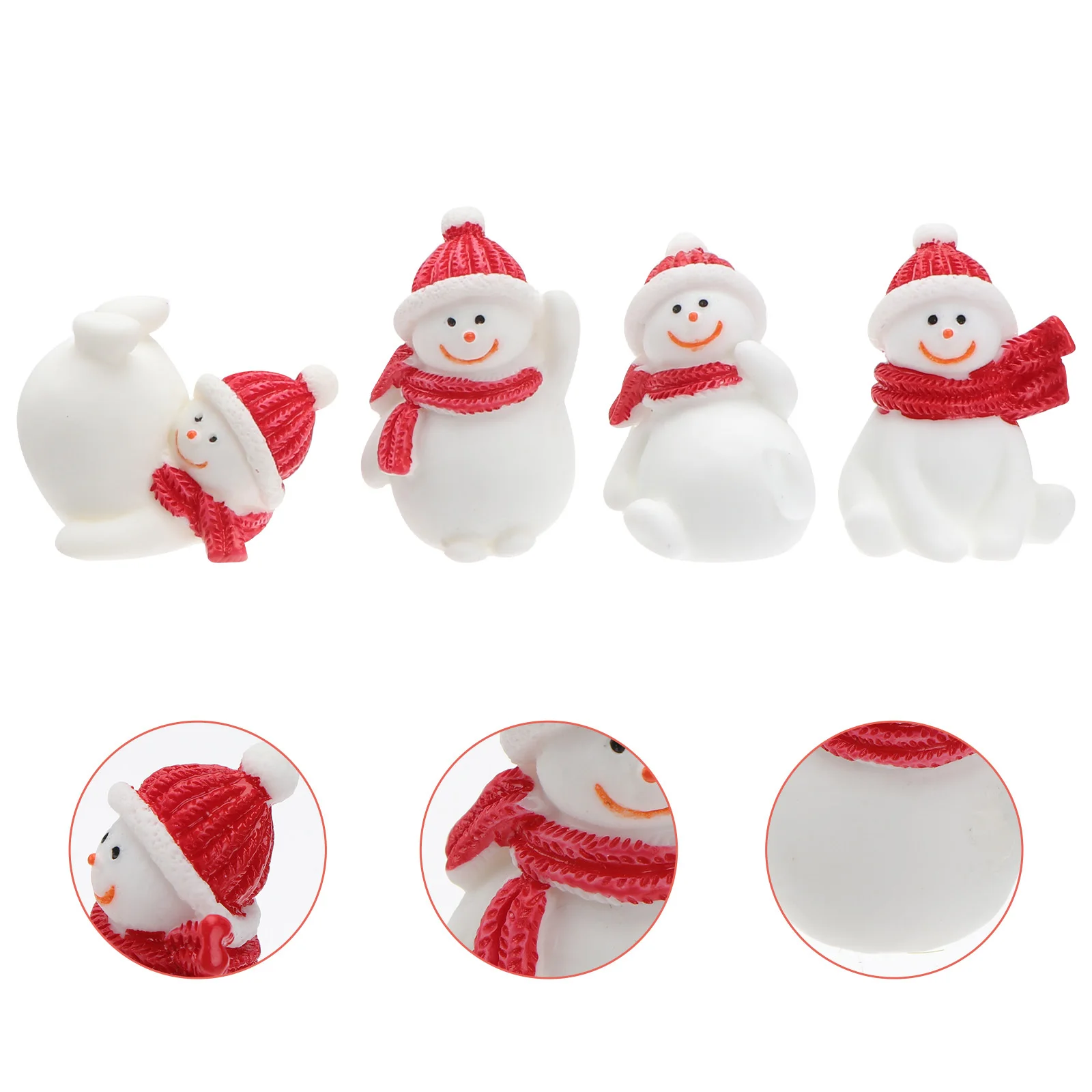 

4pcs Snowman Micro Landscape Resin Decoration Bonsai Miniature Accessory Desktop Ornament Christmas Craft Gift Home Decor
