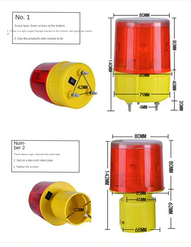 Imagem -06 - Luz de Emergência Led Solar Luzes de Advertência Movidas a Energia Solar Luz de Farol Luzes de Alarme de Trânsito Lâmpada de Guindaste de Torre