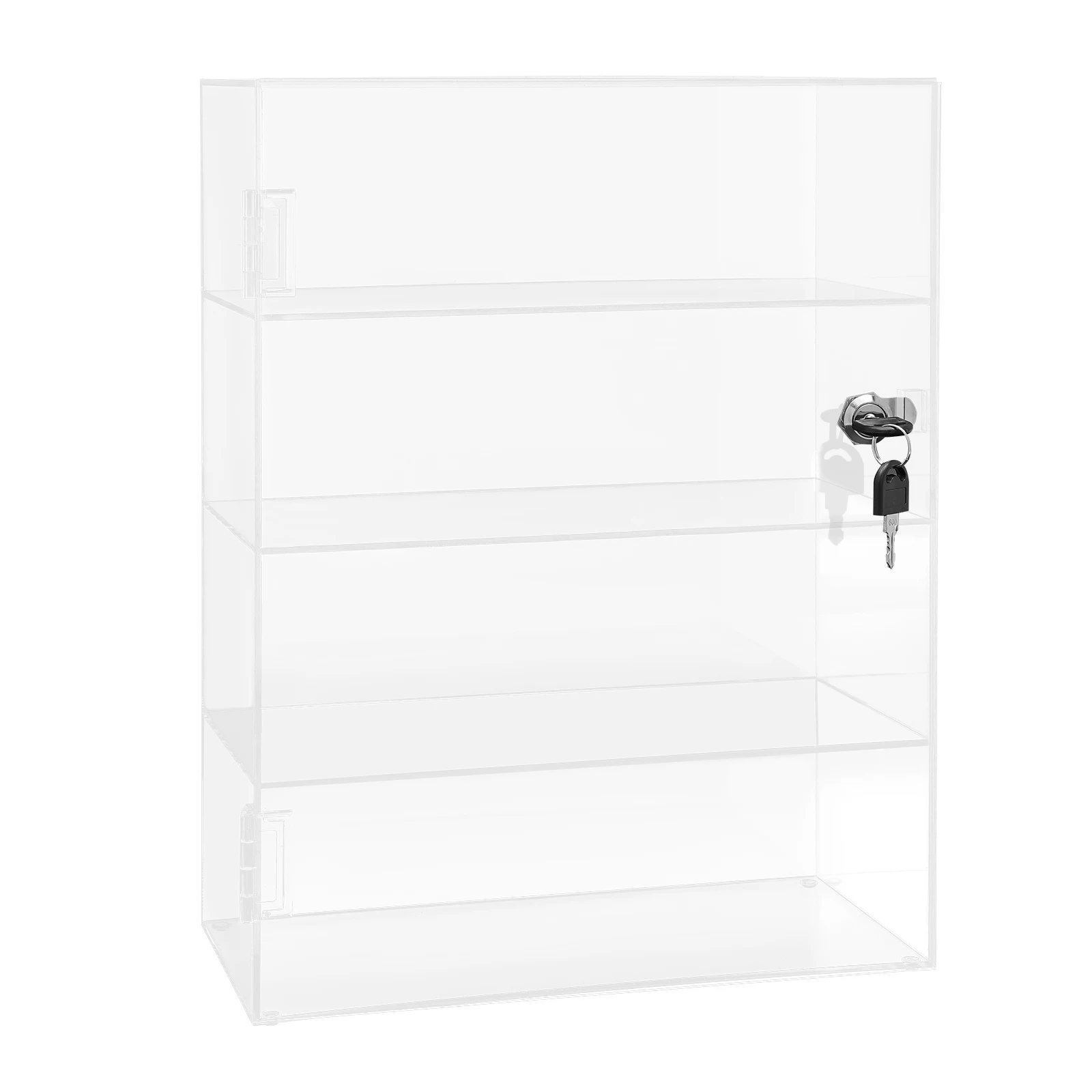 

Clear Acrylic Display Case Countertop Box Shelves Showcase with Lock Dustproof