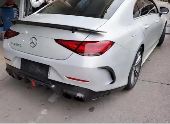 Real Forged Carbon Fiber Rear Bumper Trunk Diffuser Spoiler With Exhaust Tips For Benz W257 CLS260 300 350 CLS53 AMG 2018-2023