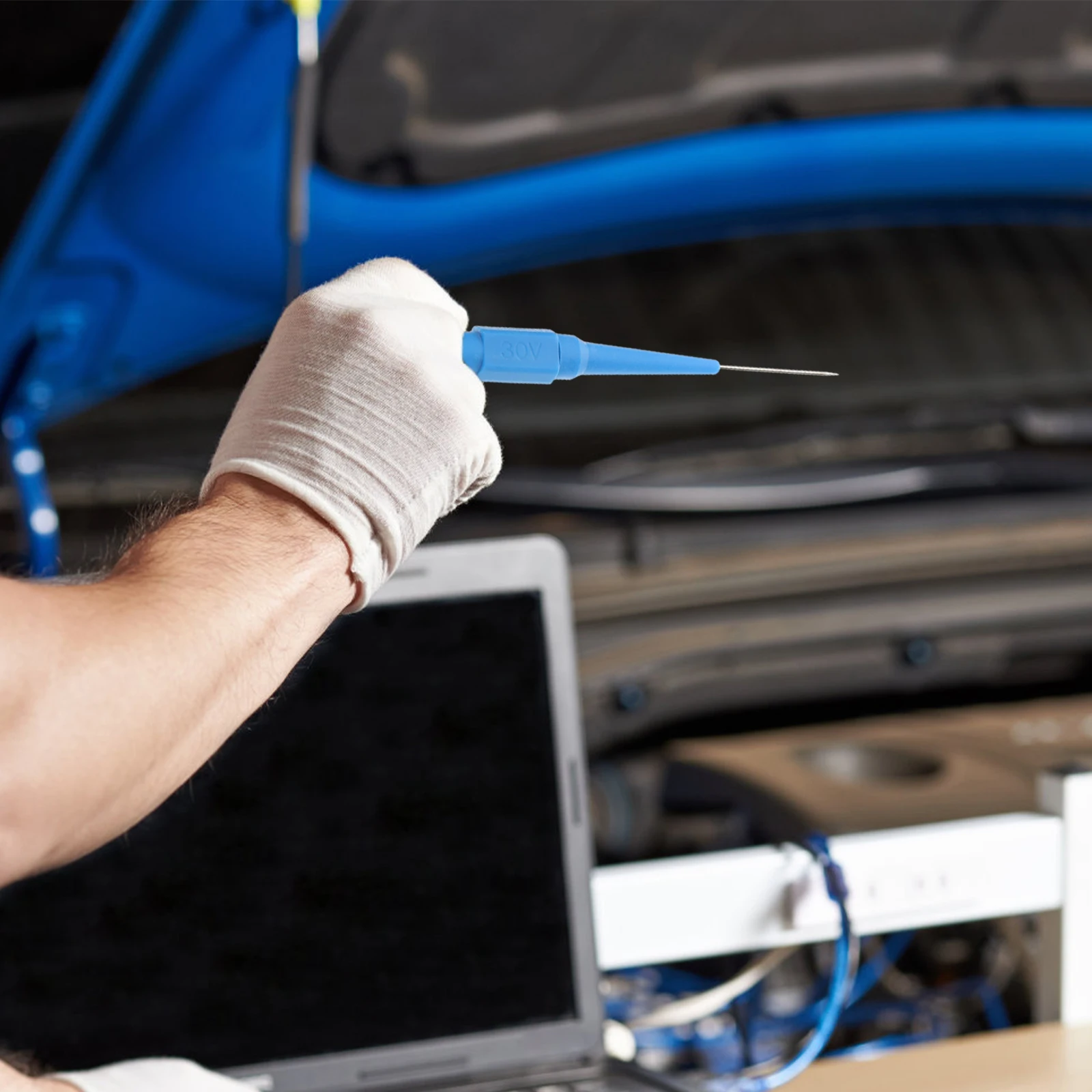 

5pcs Test Leads Multifunctional Design Accurate Testing Blue Non Destructive Pin Automotive Circuit Tester Wire Piercing Probes