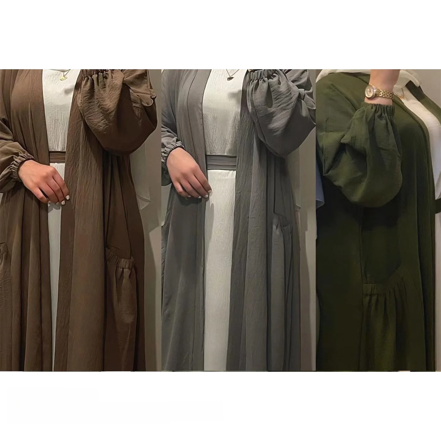 

Элегантное длинное платье с поясом в стиле кардигана, новая летняя мода, цельное, однотонное, с круглым вырезом, свободной талией, длинными рукавами