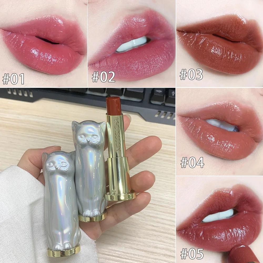 Cat laser texture moisturizing colored lipstick lipstick nude brown natural white moisturizing non-greasy female