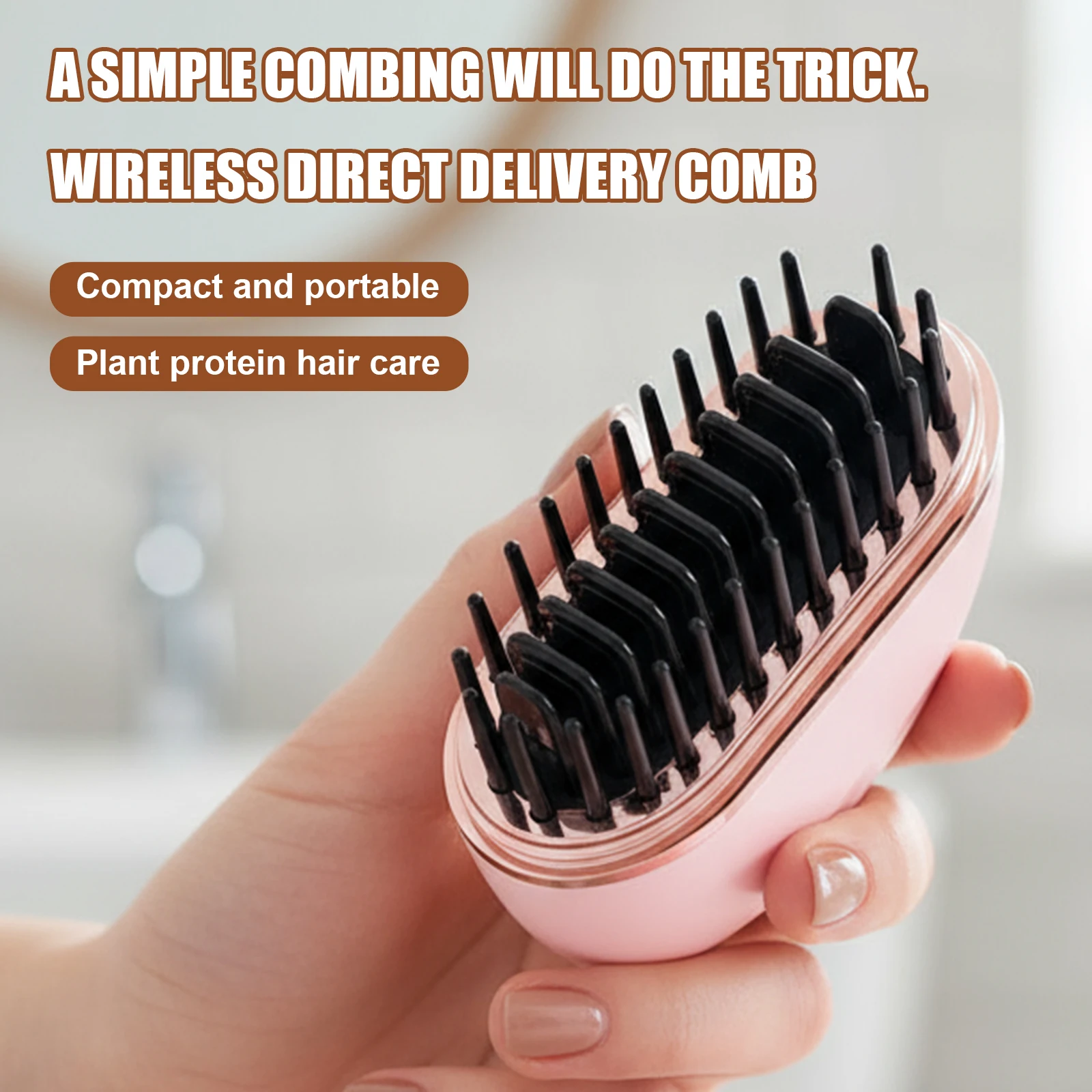 Rechargeable Negative Ion Straight Hair Comb Mini Portable Fluffy Home Straight Hair Comb Hair Styling Hair Straightener