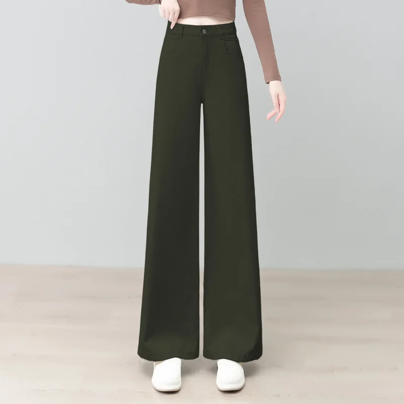 

Модные популярные широкие джинсы для женщин, осенние новые утягивающие свободные прямые брюки длиной до пола с высокой талией