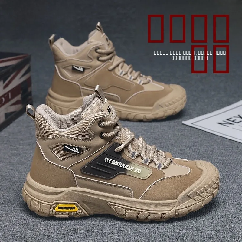 

Men's High-Top Boots Outdoor Sports Climbing Shoes Waterproof Non-Slip Workwear Shoes Casual Style round Toe Thick Sole