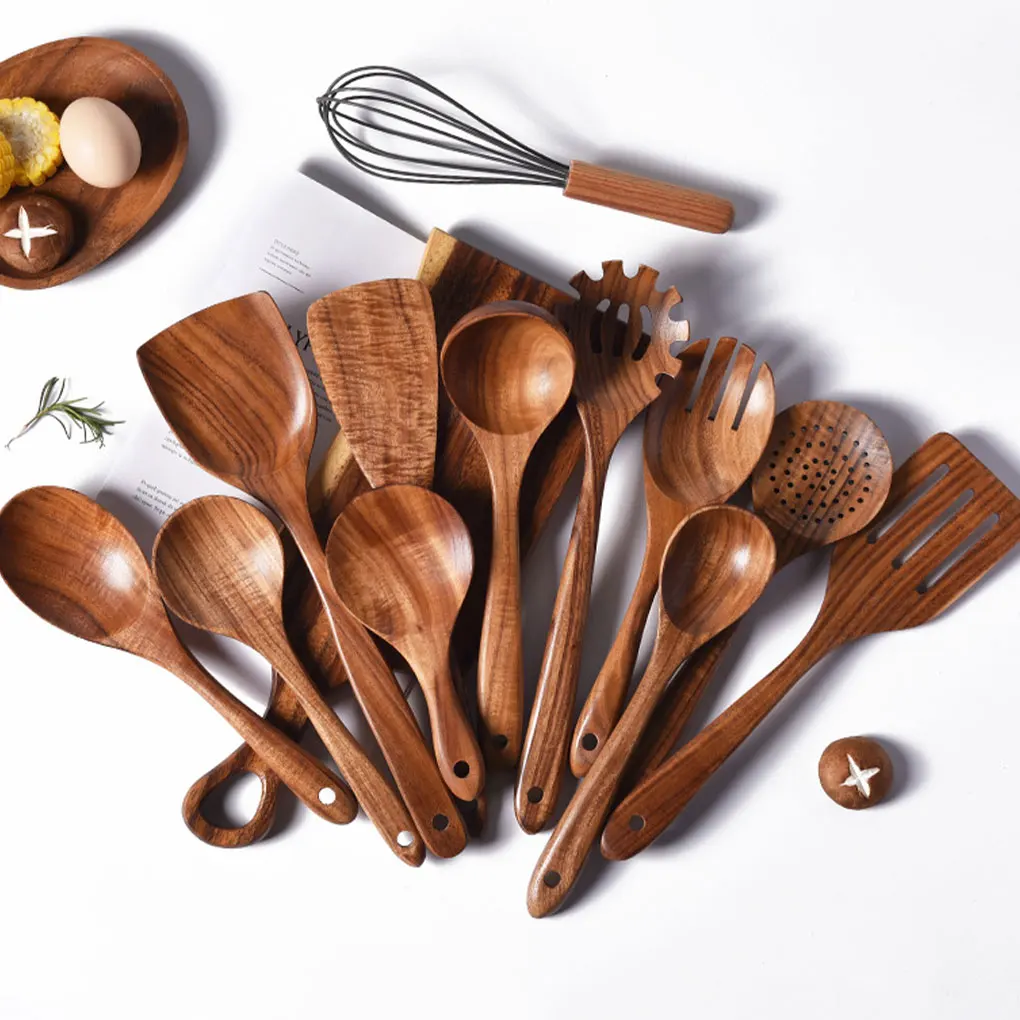 Brown Unisex Wooden Kitchen Utensils Set Addition To Home Kitchen Suitable For Various Occasions Spoon Holder