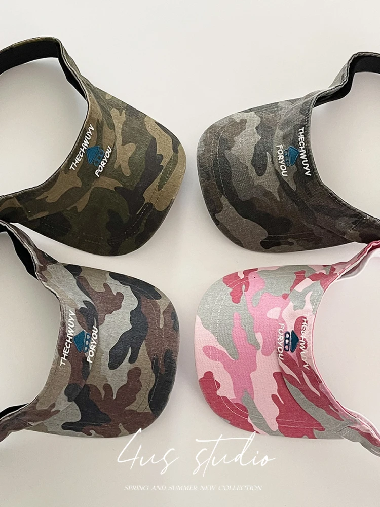 

Niche retro camouflage baseball cap women's outdoor sun hat showing face small summer sun protection empty top cap men