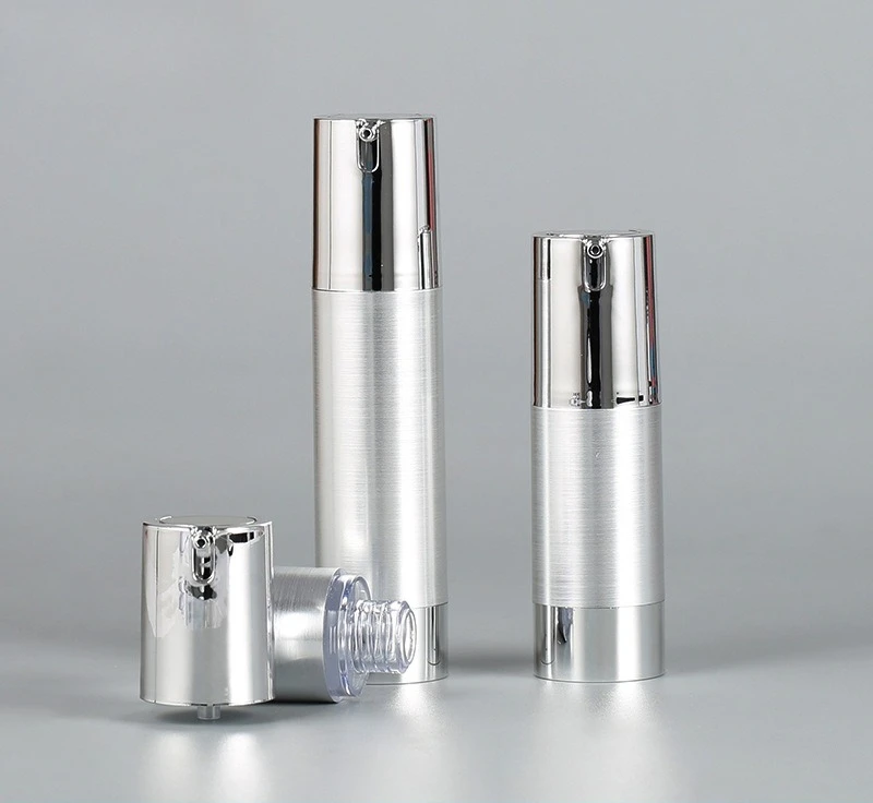 15/30/50ml Silver Travel Lotion Empty Vacuum Pump Bottle Portable Facial Cream Container Cosmetics Spray Refillable Dispenser