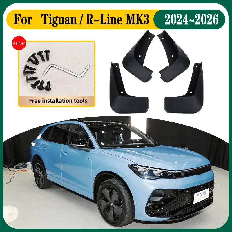 

Car Mud Flaps For Volkswagen Tiguan VW Tiguan R Line 2024 2025 2026 MK3 Splash Guard Front Rear Anti-splash Fenders Accessories