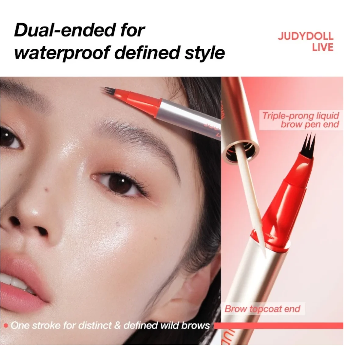 Judydoll Orange Label „Dual-ended Liquid Brow Pen“ Augenbrauen-Flüssigkeitsstift, wasserfeste und schweißfeste Kosmetik, Original-Make-up