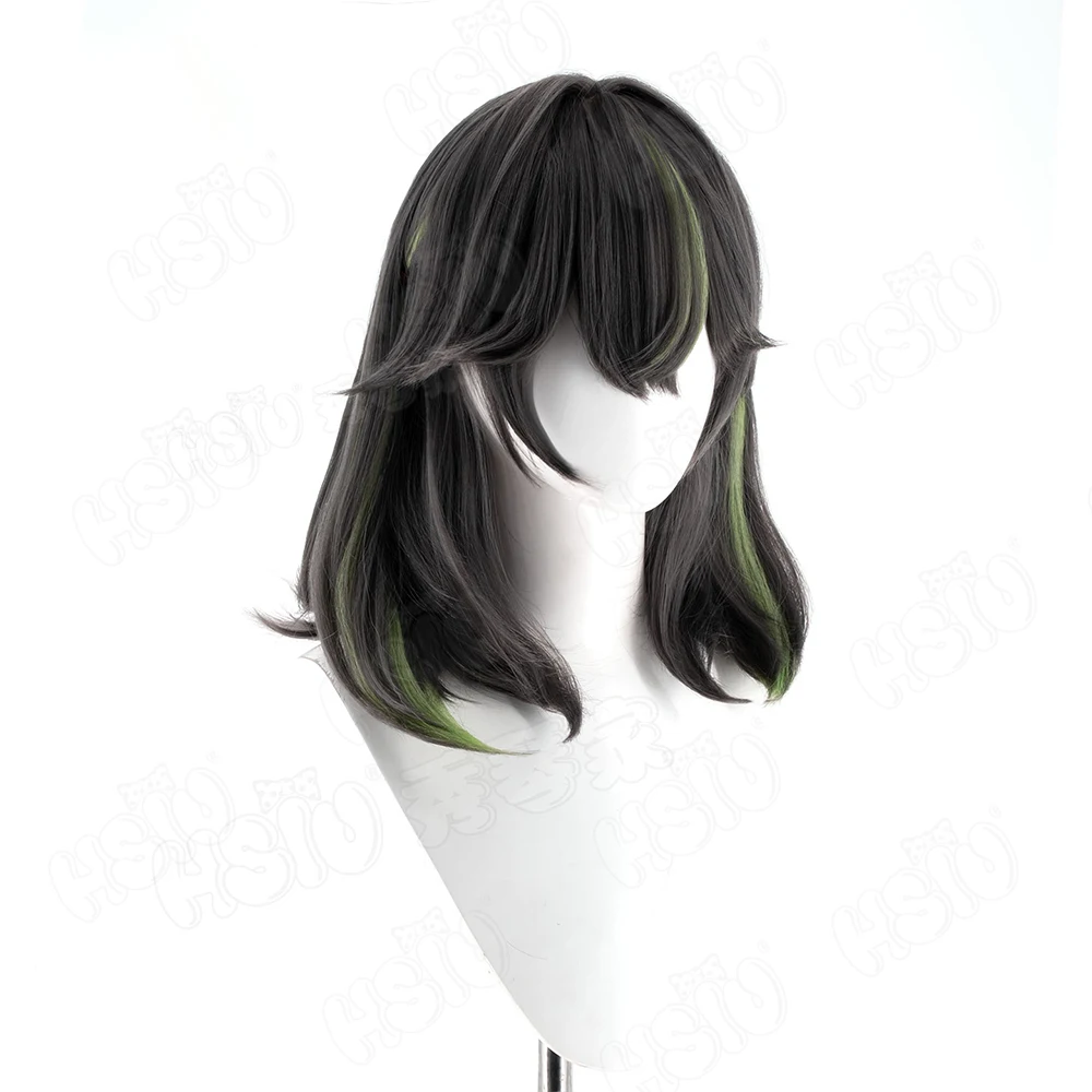Jeu FF14 Sefina Sefina Cosplay perruque 40CM gris mélangé jaune vert cheveux courts perruque synthétique + bonnet de perruque fête Halloween perruque
