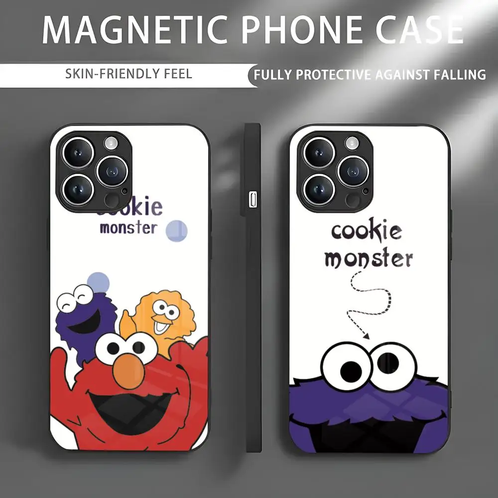 Cartoon S-Sesame Cute S-Street Phone Case Iphone 16 Pro Max Case 15 14 13 12 11 X XR XS XSMAX 8 Plus Mini Pro Max Glass Magneti