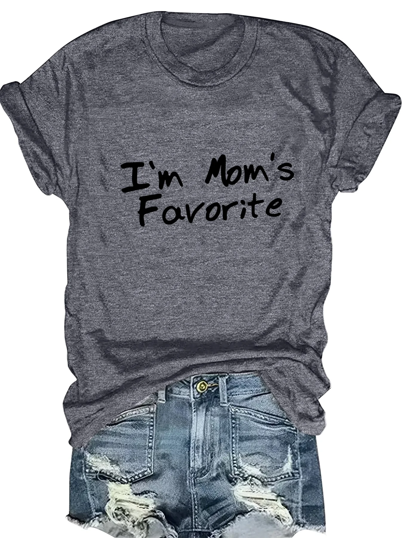

Fashionable Ladies round Neck Short Sleeve T-Shirt with Letter Pattern Print Casual Comfortable Women's Top