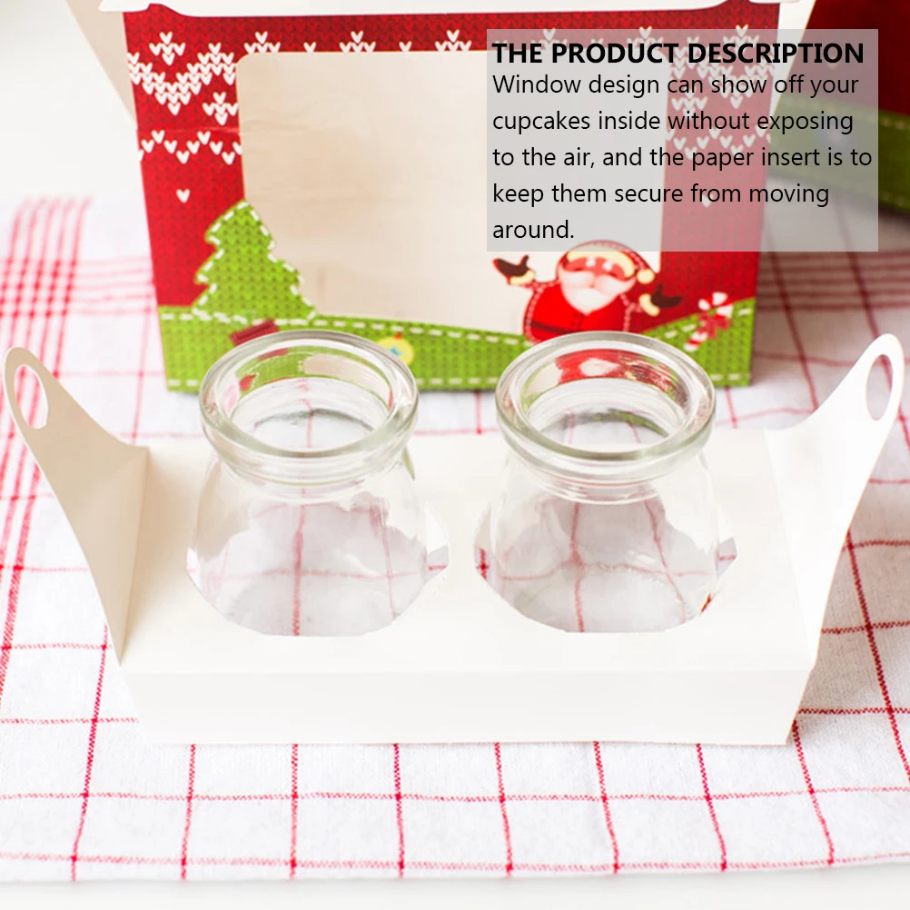 

20Pcs Cupcake Box with Insert Eco Friendly Thick Paper Window Display for Birthday Wedding Christmas Party Cake Packaging