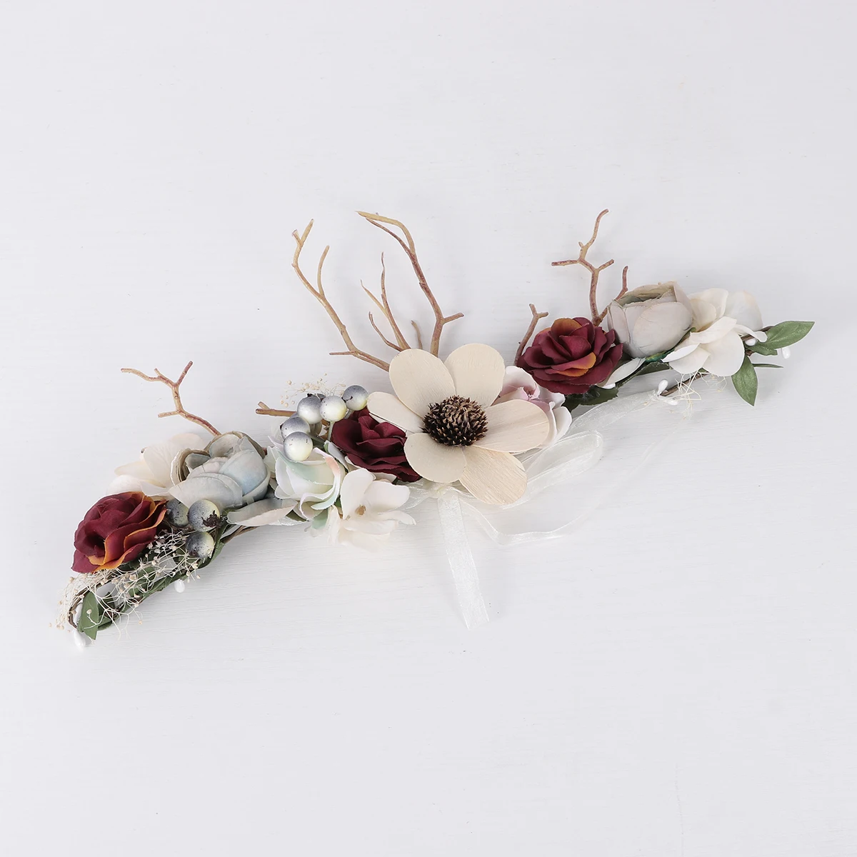 

Dried Flower Hair Hoop Elegant Branch Decoration Comfortable Wear Women Girls Party Photoshoot Weddings Festivals Garland