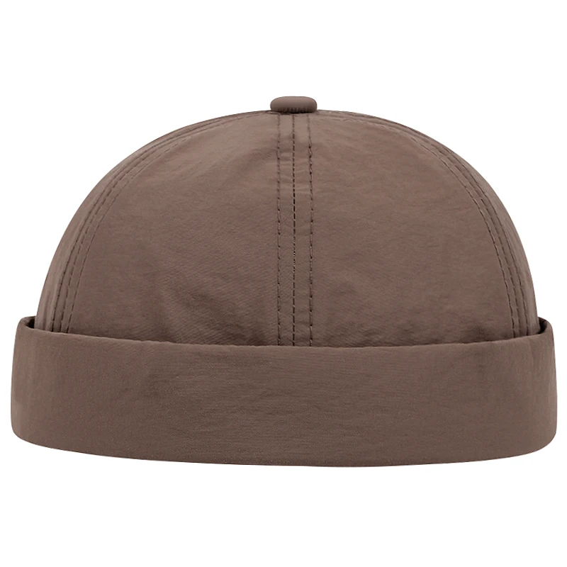 Fashion Quick Drying Dome Melon Cap  Men Women Fashion Vintage Brimless Hat Hip Hop Landlord Hat Unisex Solid Color Short Cap