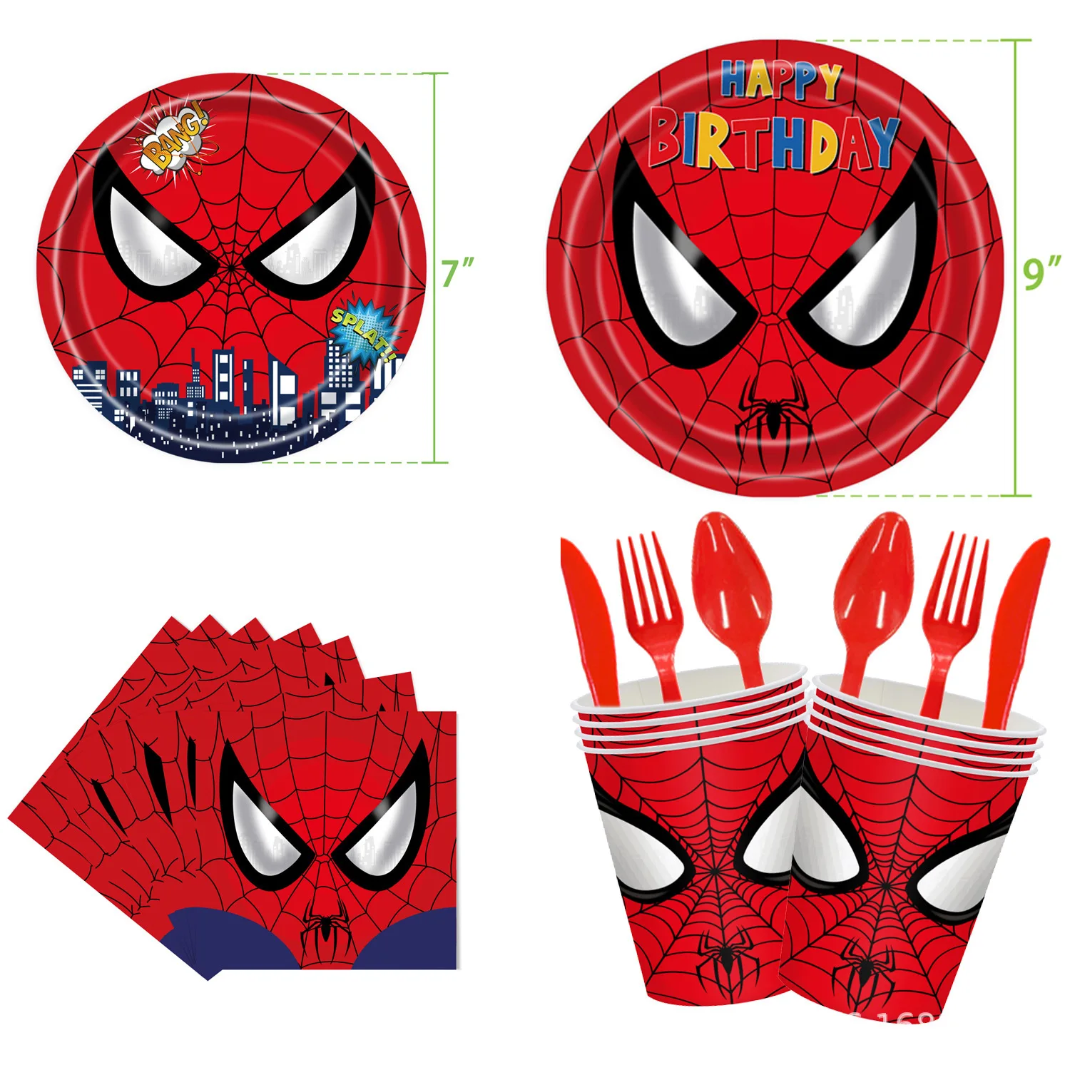 マーベルヒーロースパイダーマンアニメパーティーデコレーション用品、食器旗プル、背景布、ラテックスアルミニウムフィルムバルーン