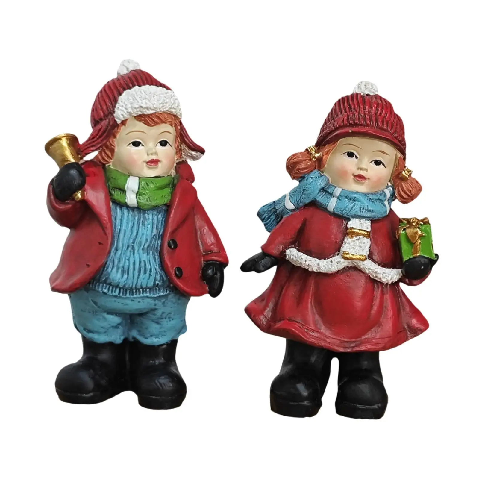 2 Pieces Christmas Ornaments Xmas Statue Resin Xmas Figurine for Mantel Bedroom Mantle Home Desktop