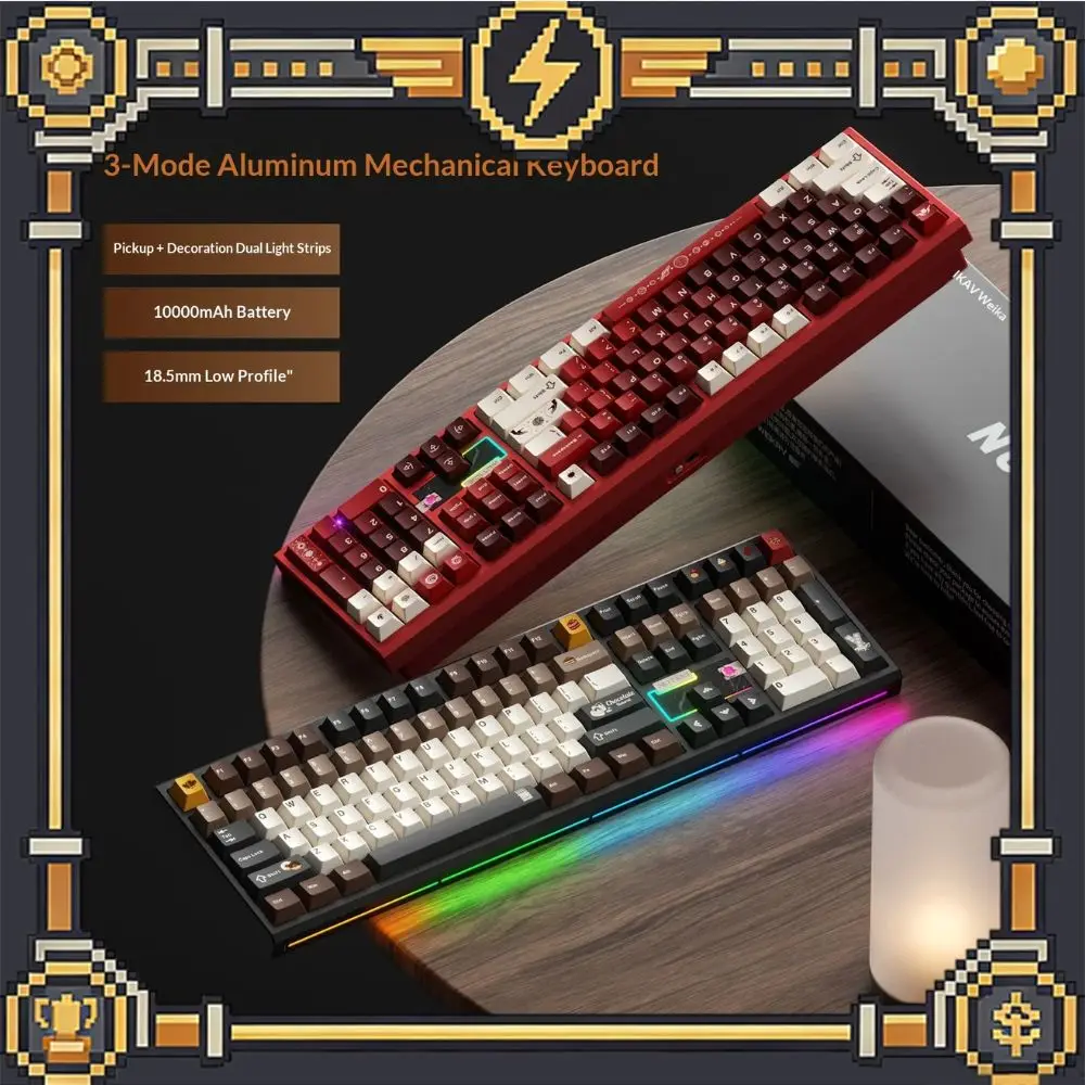 

Механическая клавиатура Weikav Nut108, 3 режима, из алюминиевого сплава, беспроводная игровая клавиатура, поддержка QMK/Via, RGB, с возможностью горячей замены, аксессуары