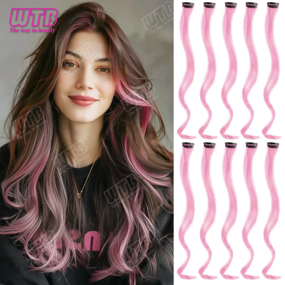 WTB Colored Synthetic Hair Extensions with BB Clip Style Curly Hair Extensions Suitable for Women to Wear During Holidays Events