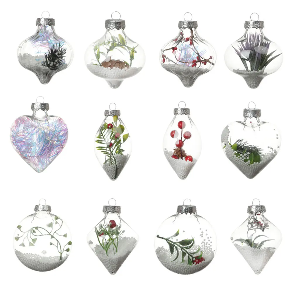 

12Pcs Christmas Hanging Balls Easy to Hang with Rope Design for Festive Decor Plastic Ball Pendant Empty Ball Craft