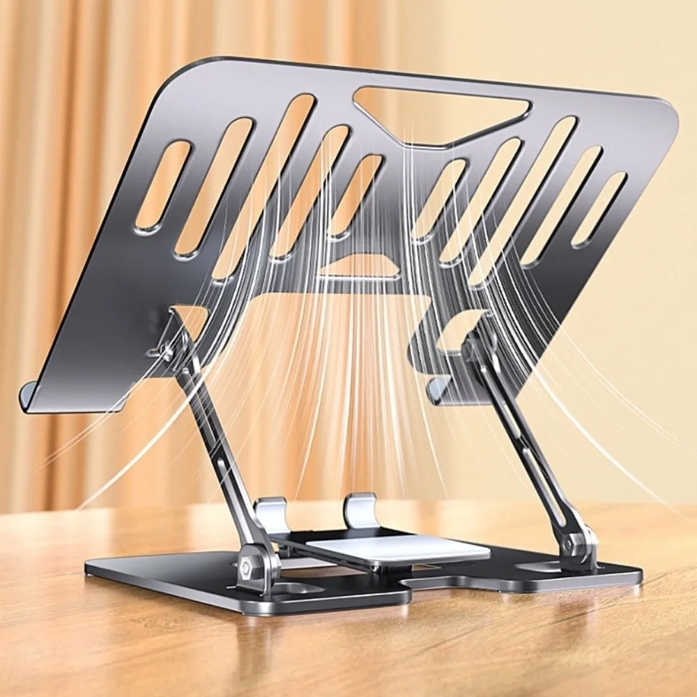 2-in-1 Laptop Stand Phone Holder Carbon Steel Ergonomic Laptop Cooling Stand Cooling Bracket Liftable Notebook Rack Gaming