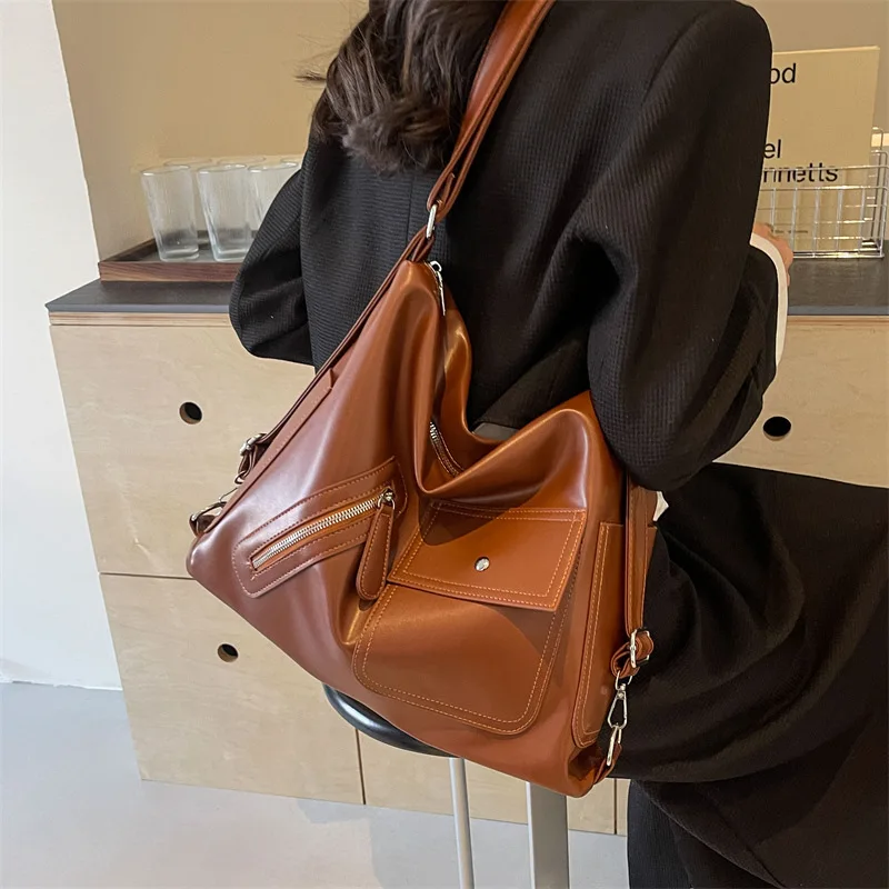 

Retro Versatile Big Bag Women's 2024 New Simple Texture Shoulder Bag Premium Multi-purpose Backpack