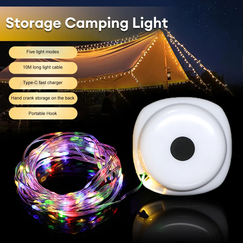 

2 in 1 32.8Ft Landscape Strip Light Rechargeable Outdoor Camping String Light 5 Lighting Modes Waterproof Decoration Light