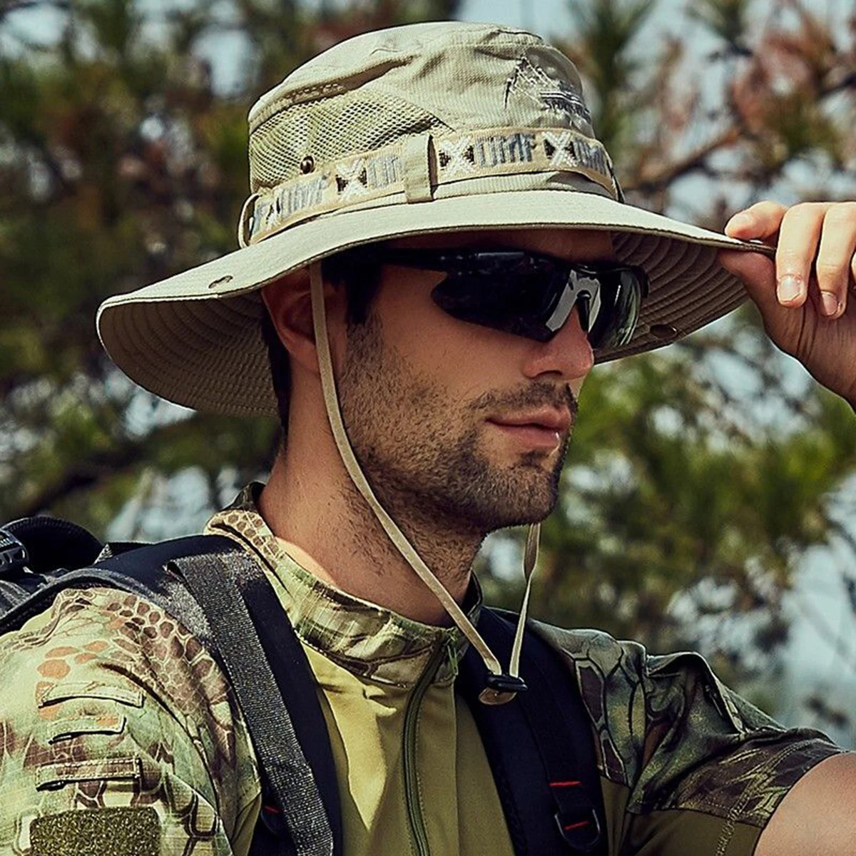 قبعة صياد السمك الرياضية الخارجية، حافة قبعة للحماية من الشمس، مناسبة للسفر في الهواء الطلق، وصيد الأسماك في الهواء الطلق