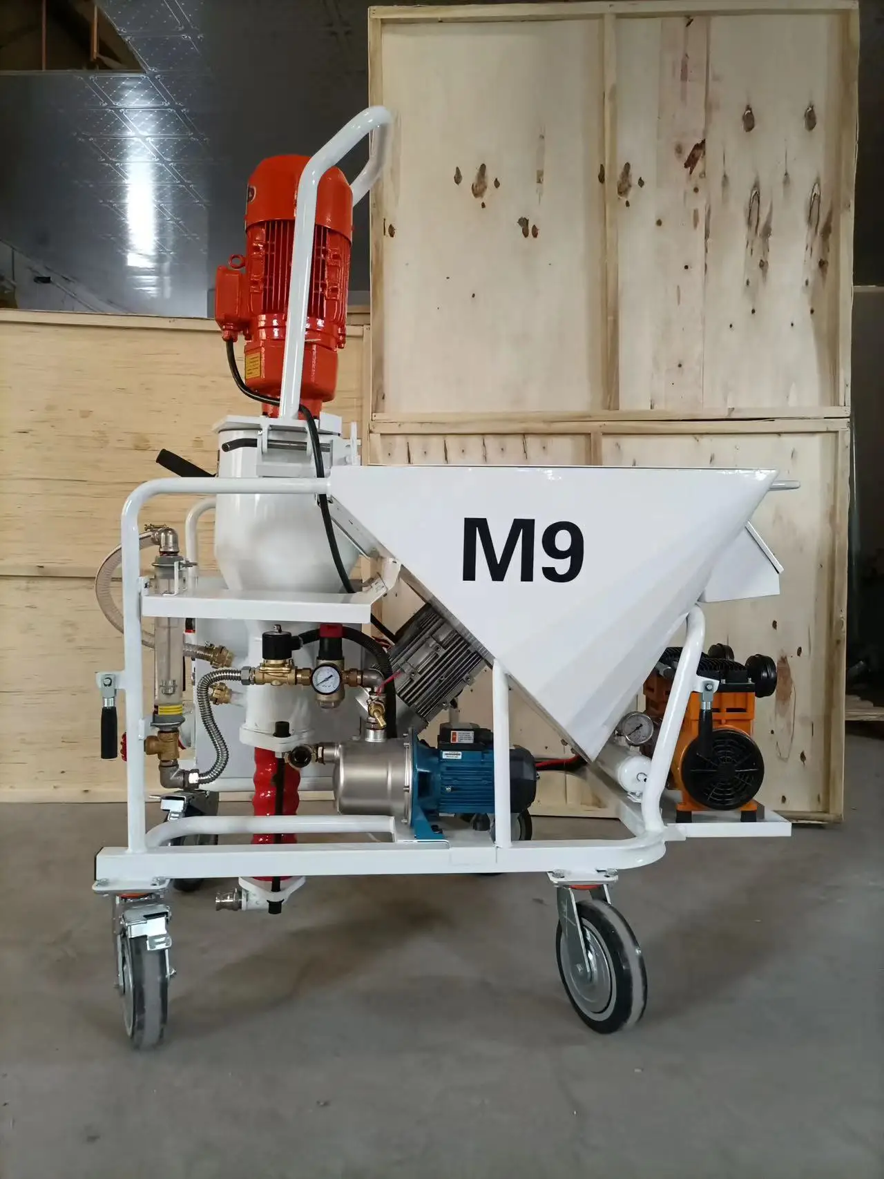 M9 50L Hopper Gypsum Sprayer Machine 7.5KW Wall Plaster Putty Painting Machine With Wheels for Sale