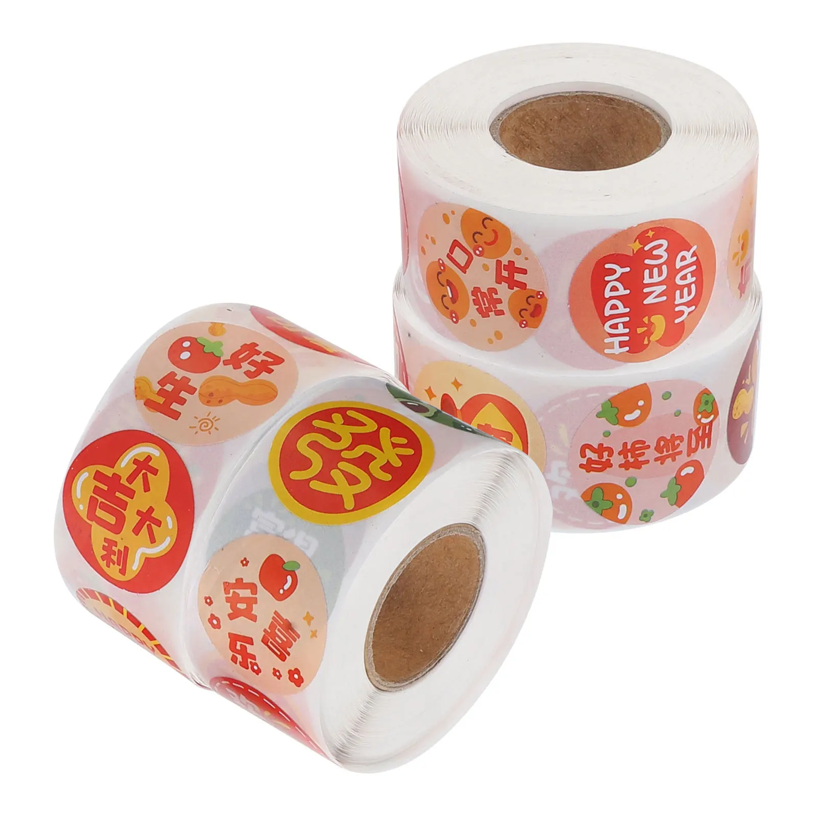 4 Rolls Round Label Stickers Cute Cartoon Adhesive Dots for Envelope Closure Gift Box Decoration DIY Handmade Crafts Kids Party