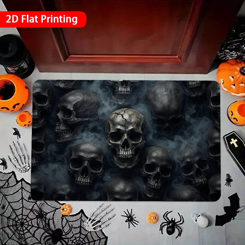 Skeleton Brick Wall Breakout Mat White Masonry Texture Bone Structure  Non Slip Floor Mat For Horror Home Entrance Decor