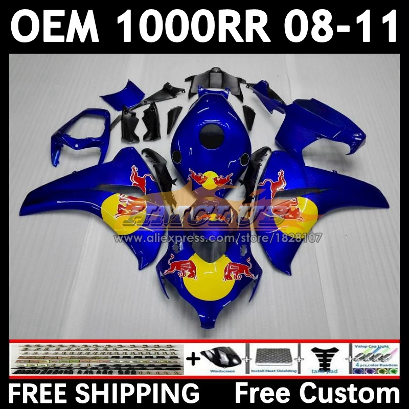 

OEM Fairing For HONDA CBR1000 CBR 1000 RR CC 1000RR 77No.29 CBR1000RR 08 09 10 11 2008 2009 2010 blue yellow 2011 Injection Kit
