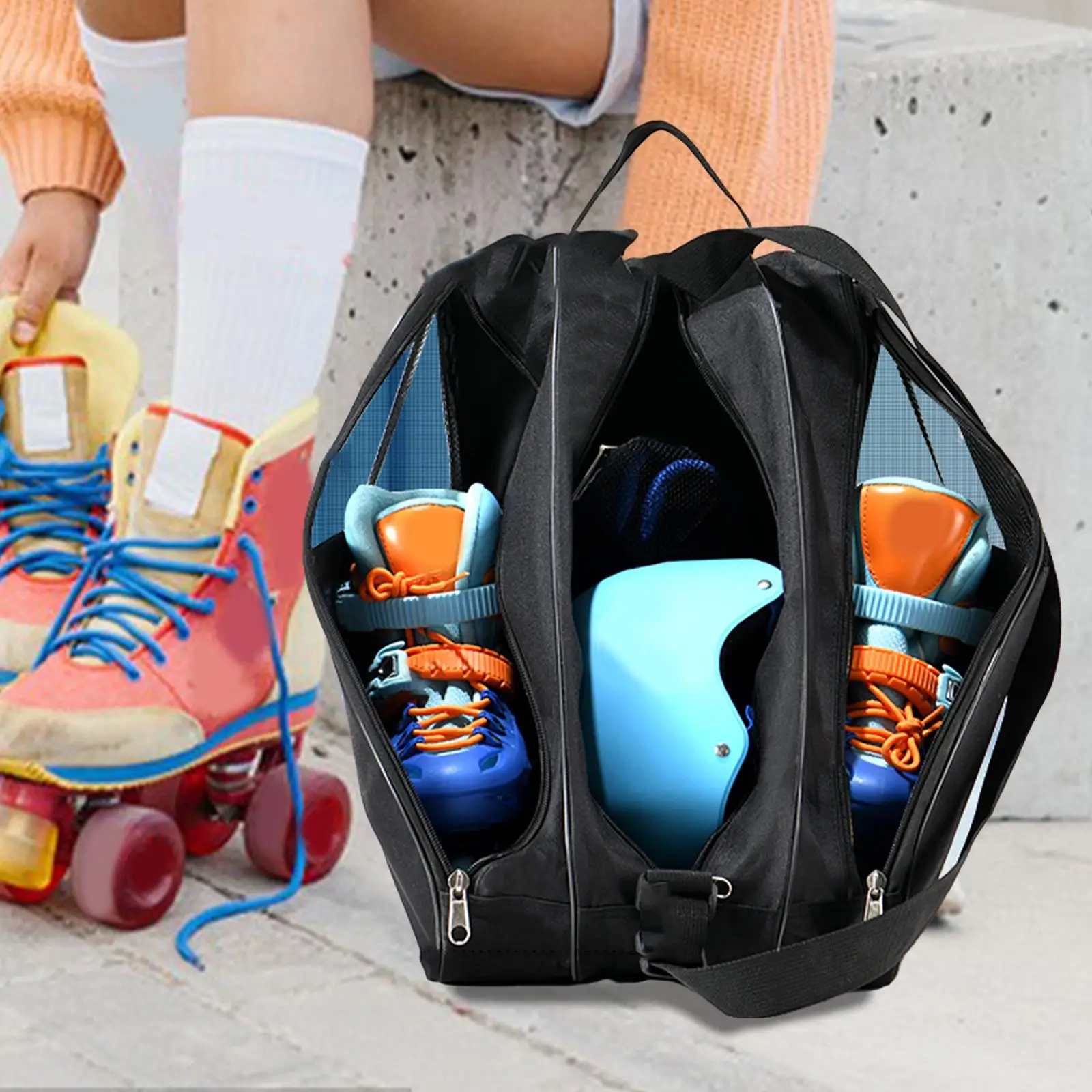 Roller Skate Bag Kids Handbag Durable Girls Boys Skating Shoes Bag for Inline Skates Quad Skates Figure Skates Ice Hockey Skate