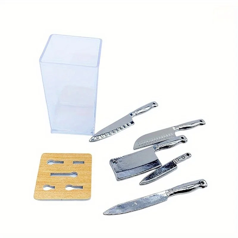 1 set scala 1/12 casa delle bambole mini coltello resto modello utensili da cucina accessori mini coltelli set Playhouse cucina modello di gioco alimentare