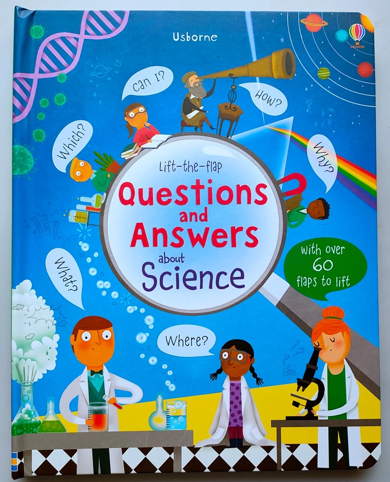 

Usborne Lift the Flap Questions and Answers about Science Flip Picture Board Книга для детей раннего образования