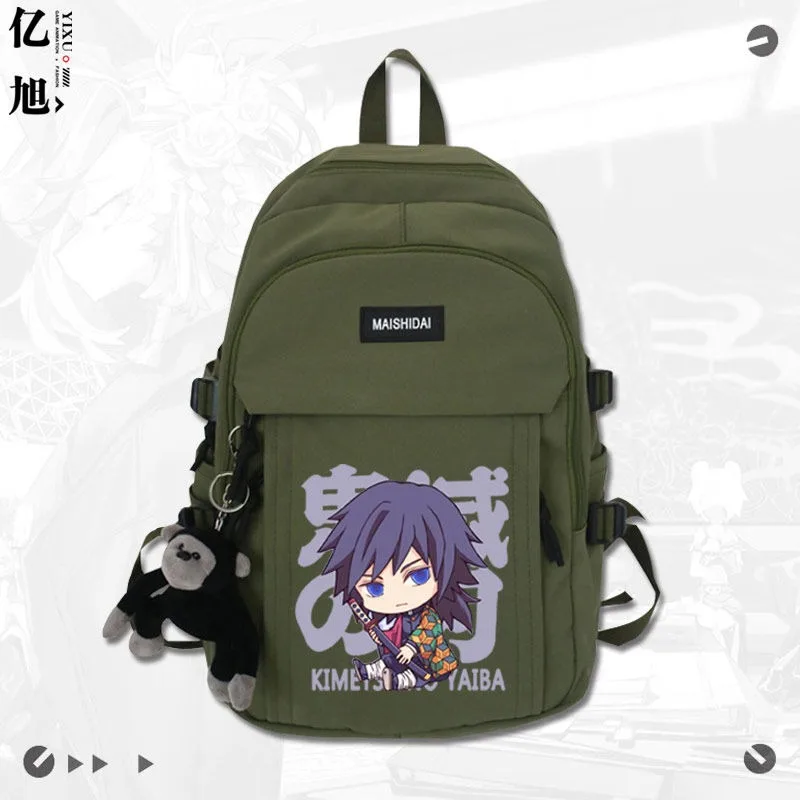 30×44×13cm Black White Green Red, Demon Slayer, Kimetsu no Yaiba, Student Kids Teens School Bags, Anime Backpacks Girls Boys