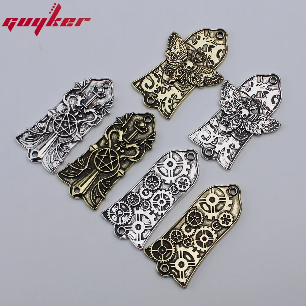 1 Pcs Guitar Head Cover 2 Holes Metal Guitar Truss Rod Cover For LP Style Guitar Parts Ancient Silve/Gold