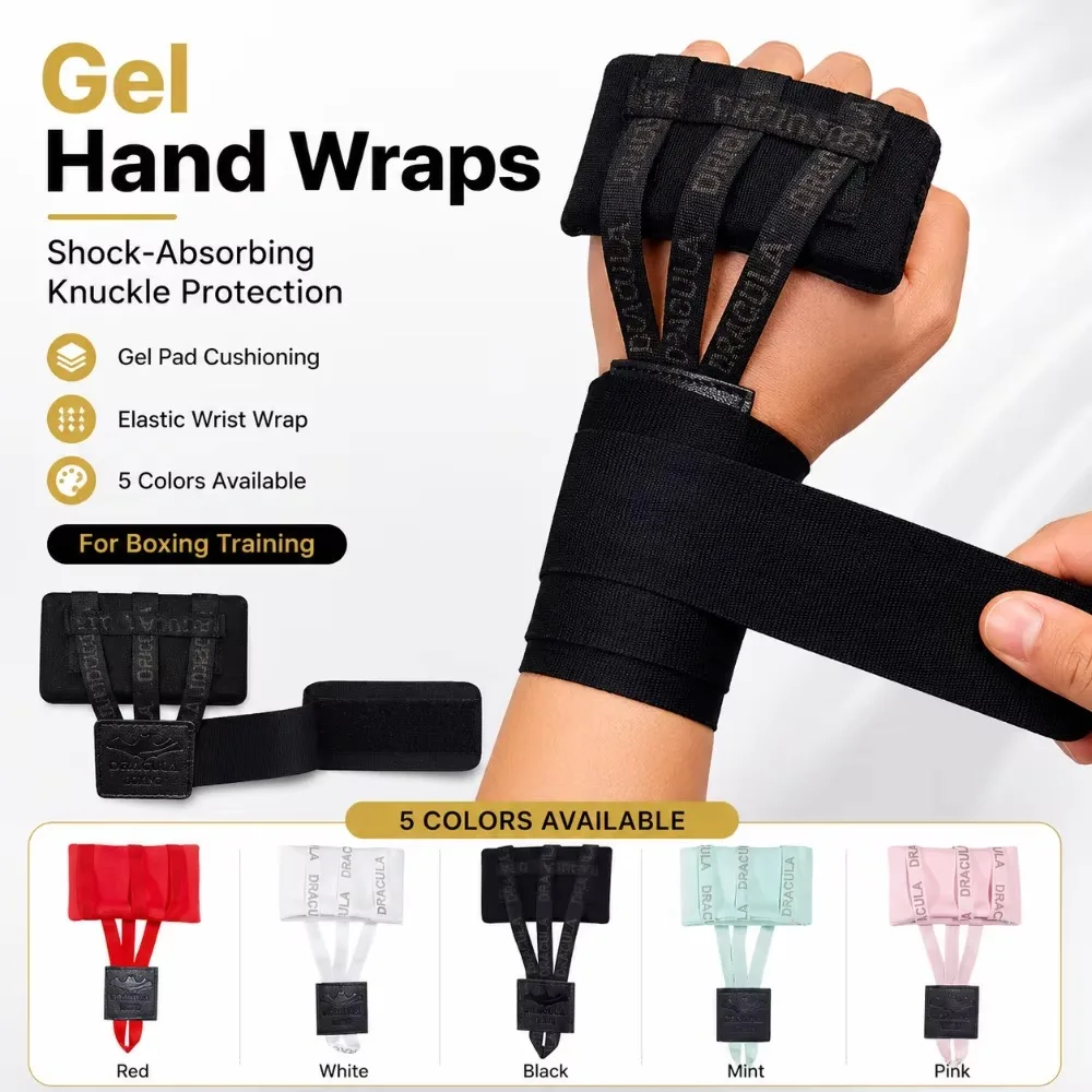 Boxing Gel Hand Wraps Padded Hand Protector Elastic Wrist Wrap Support for MMA Muay Thai Martial Arts Training Men Women