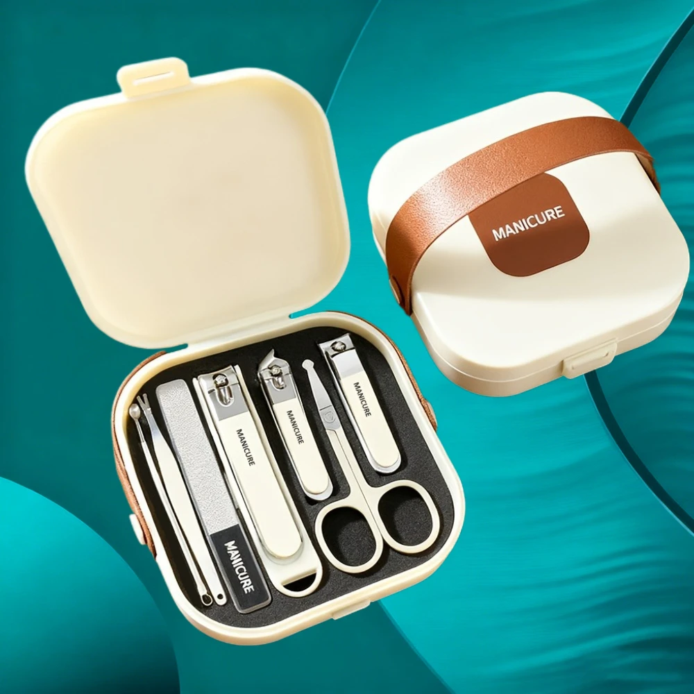 

7pcs Stainless Steel Nail Care Kit Anti-Splash Portable Manicure Set Nail Clippers, File, and Trimmer Ideal for Home and Travel