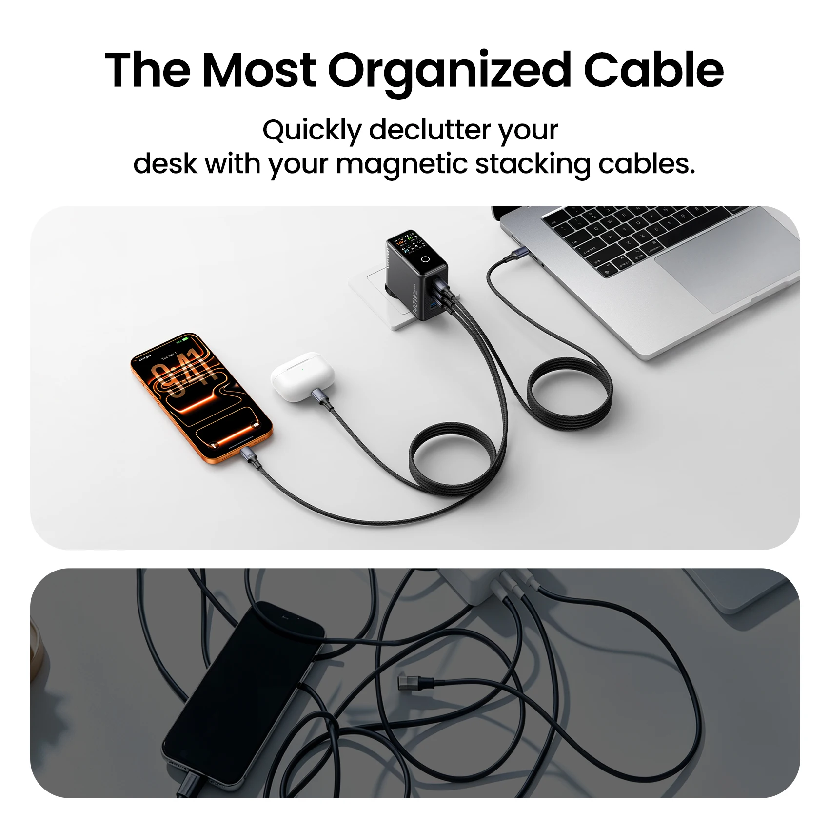 Kabel magnetyczny Vention 240W USB C do USB C PD3.1 do szybkiego ładowania, do MacBooka, laptopa, iPhone'a 17 16 15, Samsunga S25 — zdjęcie produktu 3
