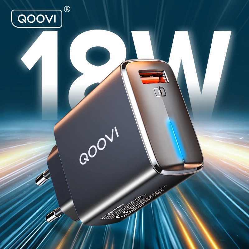 QOOVI 18W USB Charger QC 3.0 Quick Charge Mobile Phone Wall Adapter Fast Charging For iPhone 14 Samsung A71 A51 Xiaomi Huawei