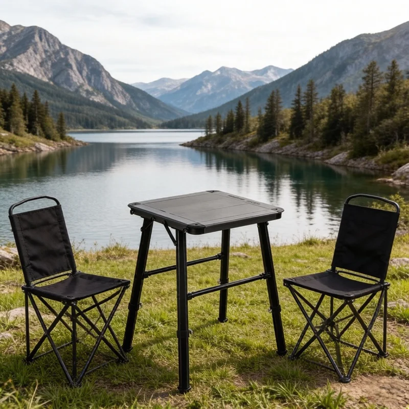 stllf Portable Camping Table Foldable Made of Aluminum Alloy square Shape Adjustable Height Suitable for Outdoor Camping and Pic