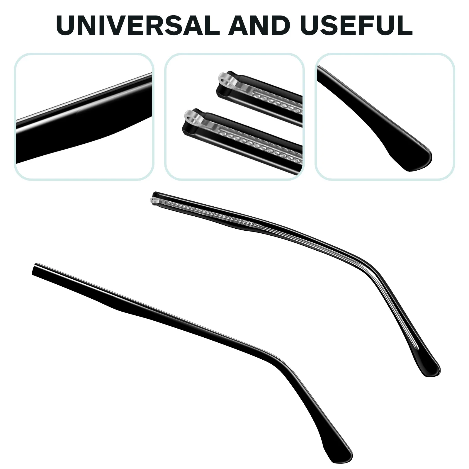 

1Pair Metal Eyeglasses Replacement Temples Anti-Deformation Universal Glasses Arm Legs for Sunglasses Reading Myopia Frames