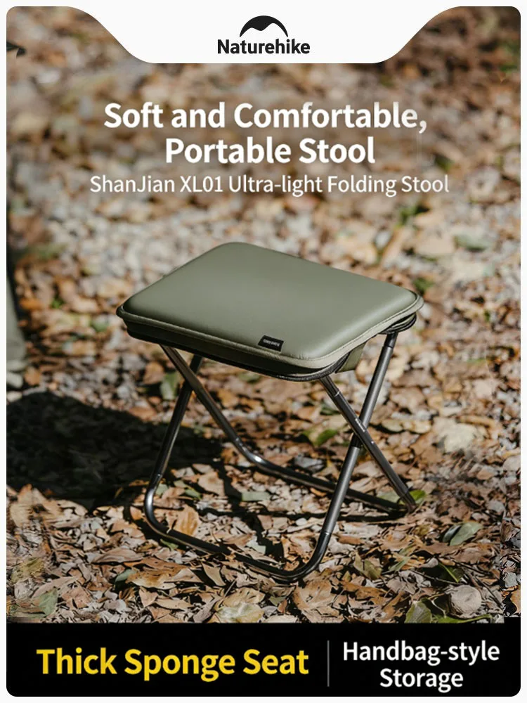 

Naturehike Portable Folding Camping Chair Lightweight Aluminum Fishing Stool with Thick Sponge Cushion Outdoor Hiking Seat